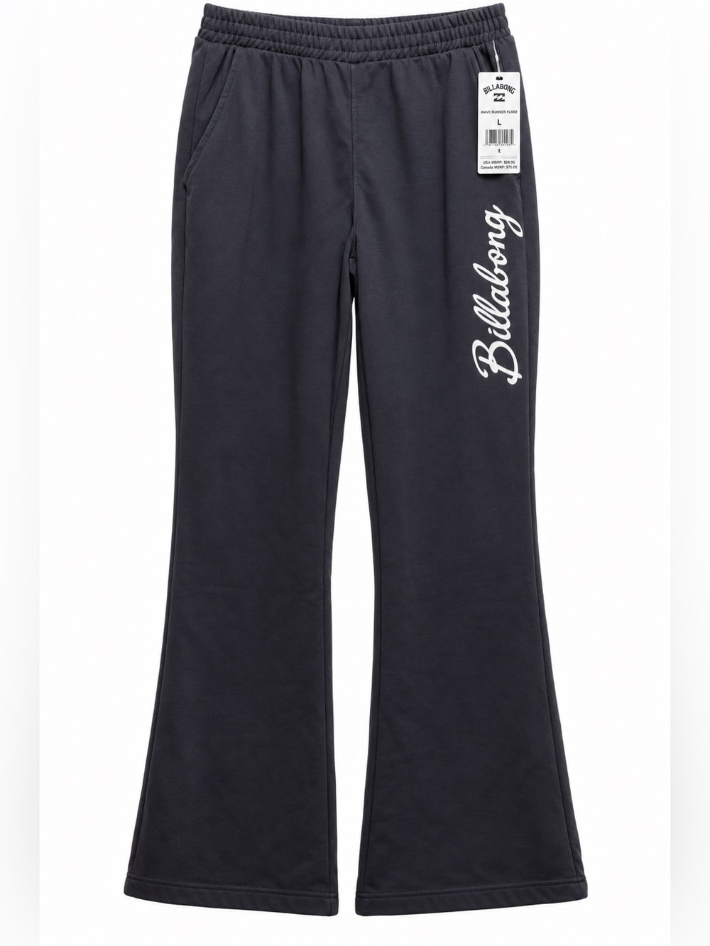 NWT Billabong Women’s Wave Runner Flare Fleece Sweatpants Black Sand L